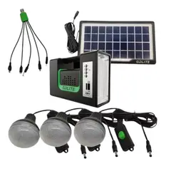 GENERICO - Kit Lampara Panel Solar Mas 3 Bombillas Led Alta Potencia