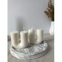 DECORACIONES ALE Y GABI - Set de Velas Lu Y Base Decorativa en concreto19cms