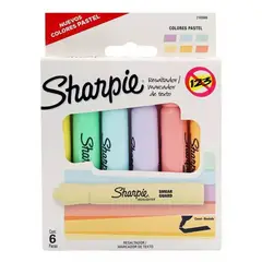 SHARPIE - Resaltador Marcador Cx6 Colores Pastel