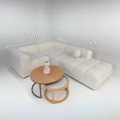 GENERICO - Sala Modular de Lujo Blanca en L Estilo Tokio