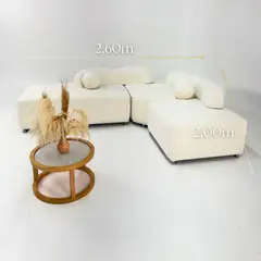 GENERICO - Sala Modular de Lujo Blanca en L Estilo Siena