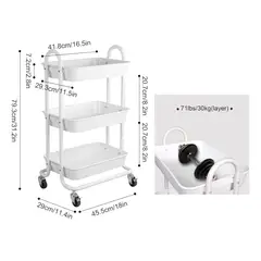 GENERICO - Carrito Organizador 3 Niveles Con Ruedas Multifuncional
