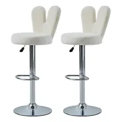 GENERICO - Setx2 Silla Bar Butaco Tela Ovejera Giratoria Cocina Refgiro GIROX2Blanca