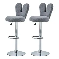 GENERICO - Setx2 Silla Bar Butaco Tela Ovejera Giratoria Cocina Refgiro GIROX2Gris