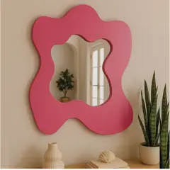 GENERICO - Espejo Decorativo Fucsia con Forma Orgánica