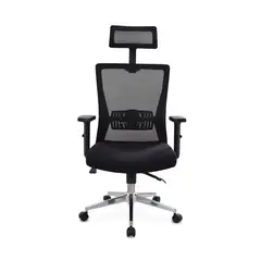 BONNO - Silla Escritorio Ken Con cabecero Negro