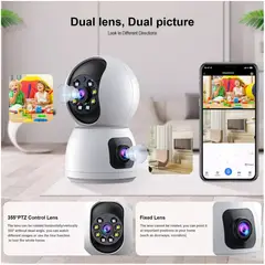AWEI - Camara de vigilancia inteligente doble lente para interior