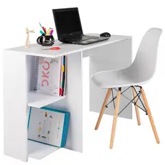 DKO DESIGN - Combo Escritorio Tony 75x80x40 Blanco + Silla Eames