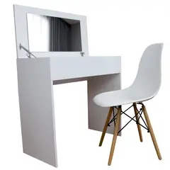 DKO DESIGN - Combo Tocador Escritorio 76 x 80 x 40 Blanco+Silla Eames 83 x 46 x 51