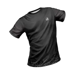 ARMAZI SPORT - CAMISA DEPORTIVA RUNNING-GYM HOMBRE ARMAZI MANGA CORTA NEGRA.