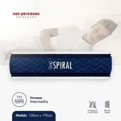 OSO PEREZOSO - Colchón Spiral Plus Sencillo 100cm190cm - Ortopédico Resortado - Firmeza Intermedia.