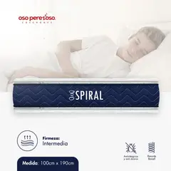 OSO PEREZOSO - Colchón Spiral Plus Sencillo 100cm190cm - Ortopédico Resortado - Firmeza Intermedia.