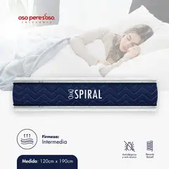 OSO PEREZOSO - Colchón Spiral Plus Ortopédico Resortado - Firmeza Intermedia - Semidoble 120cm190cm.