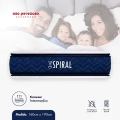 OSO PEREZOSO - Colchón Spiral Plus Queen 160cm190cm - Ortopédico Resortado - Firmeza Intermedia.