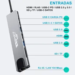 GENERICO - Hub Multipuerto Adaptador Usb C 8 En 1