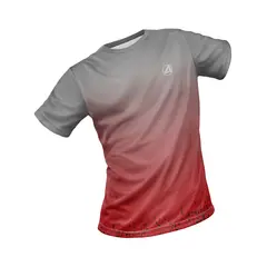 ARMAZI SPORT - CAMISA DEPORTIVA RUNNING-GYM HOMBRE ARMAZI MANGA CORTA GRIS-ROJO.