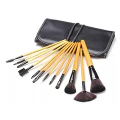 GENERICO - Set 12 brochas de maquillaje madera