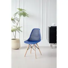 GENERICO - Silla Marcus Color Azul Con espaldar y patas en Madera