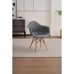 GENERICO - Silla Delia Color Gris Oscuro Con espaldar y patas en Madera