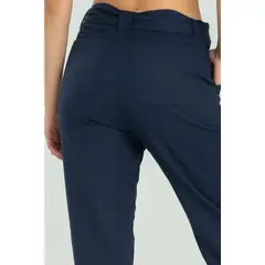 RAGGED - Pantalon lino cinturon Azul oscuro