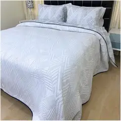 KARYTEX - Sobrecama Doble Faz Maja Geométrico Plata Cama King