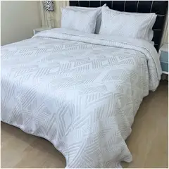 KARYTEX - Sobrecama Doble Faz Maja Geométrico Natural Cama Queen