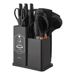 GENERICO - Juego Utensilios De Cocina De Silicona 19 Piezas negro