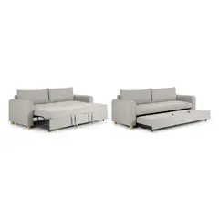SOFA MARKET - Sofa Cama Cajon Dominica 3 Puestos Tela Gris Claro