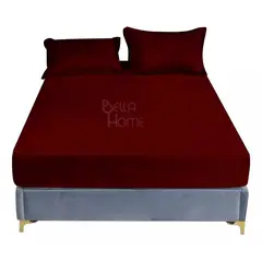 GENERICO - Sábana Ajustable Térmica Cama Doble Ultra suave Invierno Vino Tinto