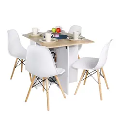 DKO DESIGN - Comedor Plegable Ahorraespacio 75X110X70 cm BCO-VIENES + 4 SILLAS