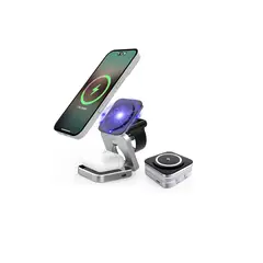 GENERICO - Cargador Magnetico Base Plegable 3 En 1 Para Celular