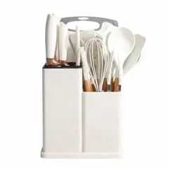 GENERICO - Juego Utensilios Cocina De Silicona 19 Piezas blanco