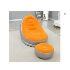 GENERICO - Puff Sofa Inflable Y Reposapies Con Inflador Naranja