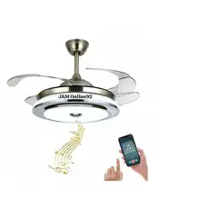 SILVER - Ventilador De Techo Aspas Retráctiles Luz Led Y Bluetooth