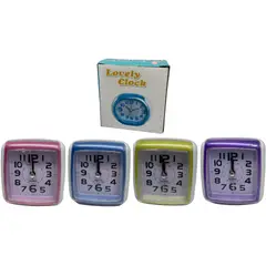 MAZUGI - Reloj despertador para mesa cuadrado colores pasteles 8x8cm