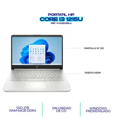 HP - PORTATIL 14 CORE i3 1215U RAM 64GB DDR4 - SSD 2TB