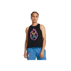 UNDER ARMOUR - Camiseta Mujer PJT RCK NEON FLAME T Negro UNDER ARMOUR.