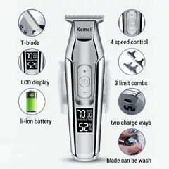 KEMEI - Máquina Afeitar Recortadora Km-5027 Plata