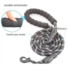 AFM - Correa Para Perros Gruesa Trailla Lazo Reflectivo Mango Goma