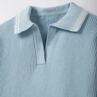 QTORSE - Camiseta Polo Azul tejida para Niña
