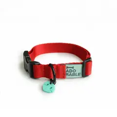 WAWAW - Collar para perro talla S unicolor adorable rojo