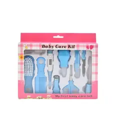 GENERICO - SET/KIT CUIDADO ASEO HIGIENE BEBÉ NIÑO X 10 PIEZAS-AZUL