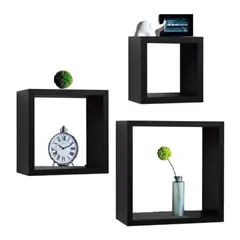 GENERICO - Set 3 Cubos Repisas Flotantes, Decoración Minimalista, Color Wengue