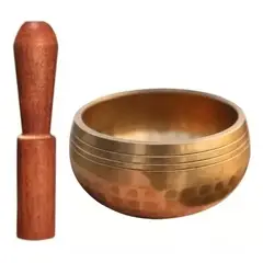GENERICO - Cuenco Tibetano Hindu En Bronce Con Baqueta En Cedro Antiguo