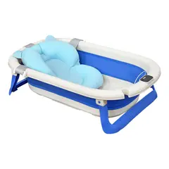 PRIORI - Bañera Plegable Bebé Con Termómetro Y Cojín Lee Azul