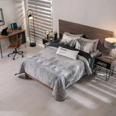 VIANNEY - Juego De Edredón City Talla Sencillo Diseño Moderno -