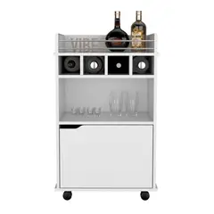 RTA DESIGN - Carro Bar Vera Blanco con rocachinas para facil desplazamiento ZF