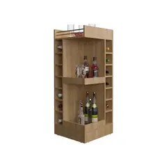 RTA DESIGN - Bar Bajo Esquinero Lym Fresno Europeo con espacio para ubicar botellas ZF