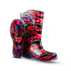 GENERICO - BOTA ESTAMPADA PARA DAMA DISEÑO FLOR DE LOTO