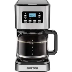 CHEFMAN - Cafetera Programable 12 Tazas Acero Inoxidable Auto Apagado